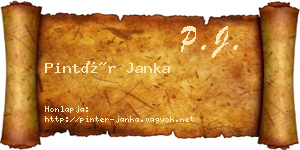 Pintér Janka névjegykártya