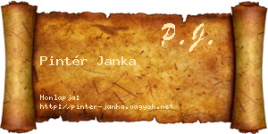 Pintér Janka névjegykártya